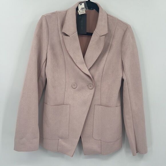 ANTHROPOLOGIE MONARC CHARLI FAUX SUEDE BLAZER JACKET COAT BLUSH PINK - Picture 5 of 9